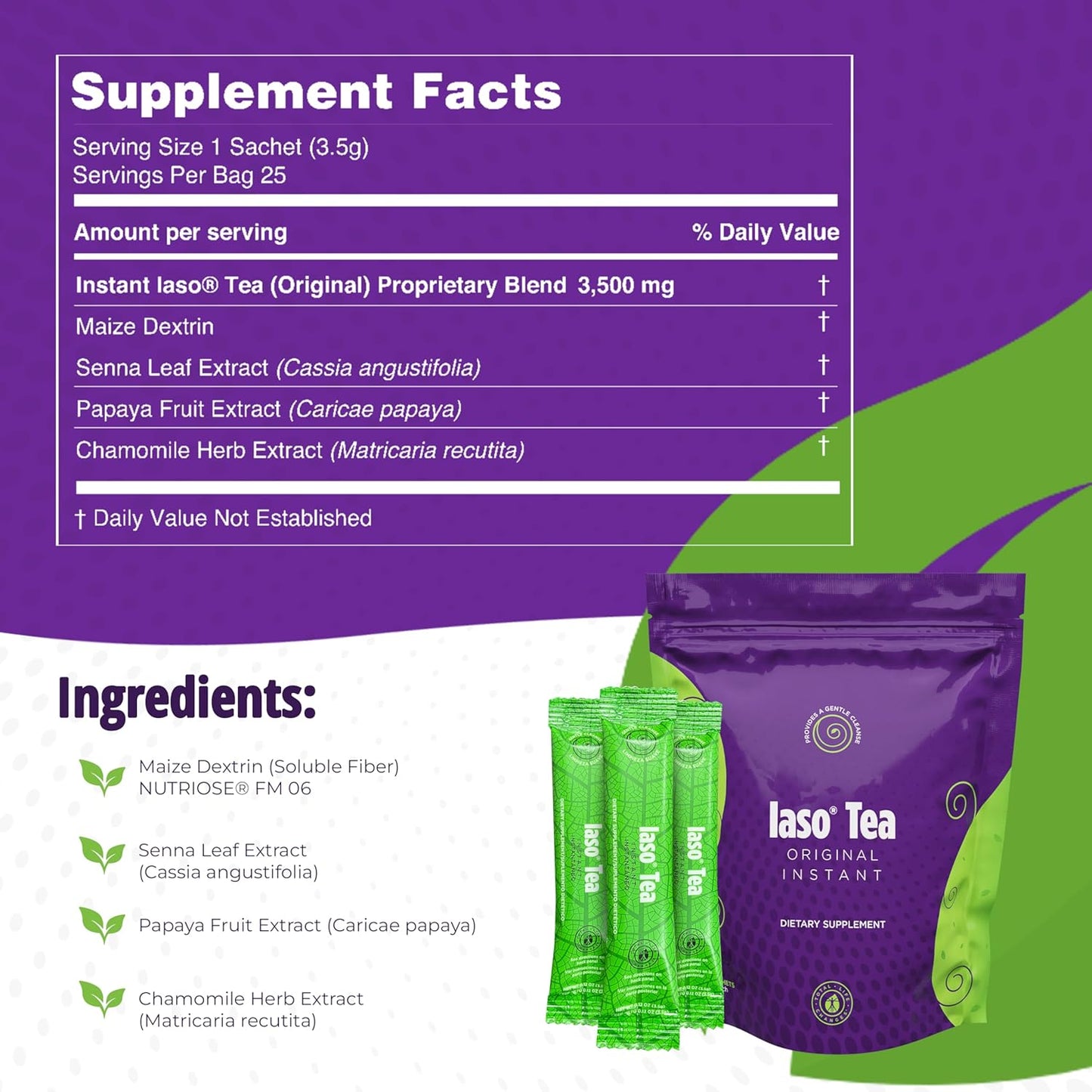 IASO® Instant Detox Tea – Gentle Cleansing & Daily Balance Formula | Refreshing Herbal Blend | 25 Sachets