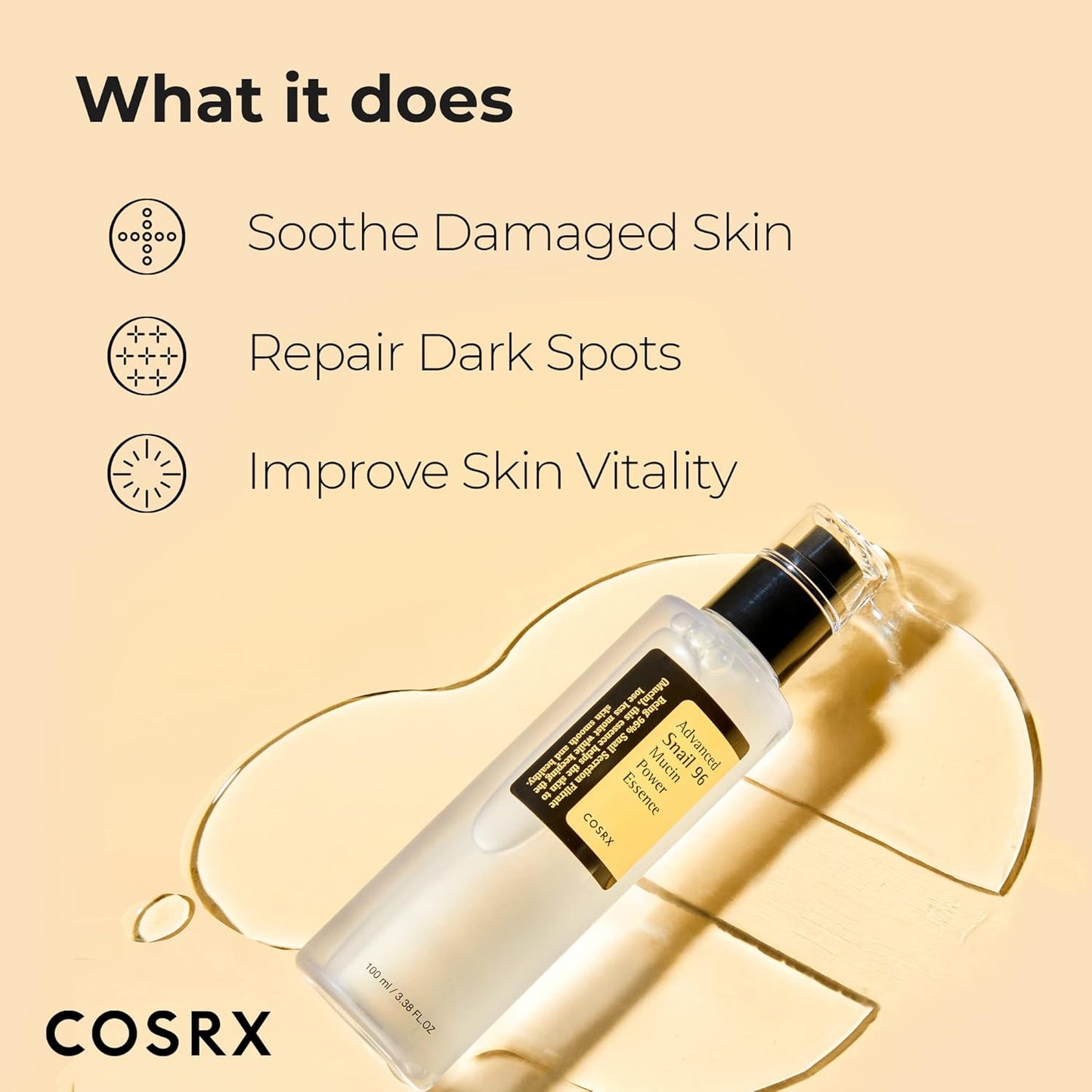 COSRX Snail Mucin 96% Power Repairing Essence - Hydrating Serum for Dull Skin & Fine Lines - GREEN MART LAND