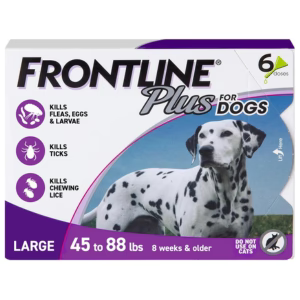 Frontline Plus Flea & Tick Treatment for Large Dogs (45-88 lbs) – 6 Doses