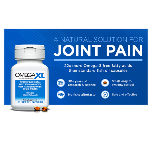 OmegaXL Joint & Muscle Support Supplement 60 Softgels Drug-Free