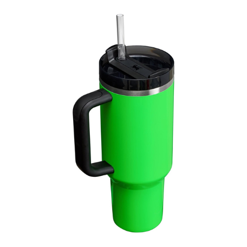 Stanley Quencher H2.0 Tumbler 40oz – Insulated Stainless Steel with Handle & Straw (Neon Green)