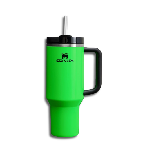 Stanley Quencher H2.0 Tumbler 40oz – Insulated Stainless Steel with Handle & Straw (Neon Green)