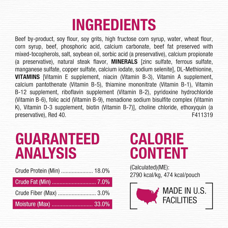Purina Moist & Meaty Soft Dog Food – Steak Flavor (36 Individual Pouches)