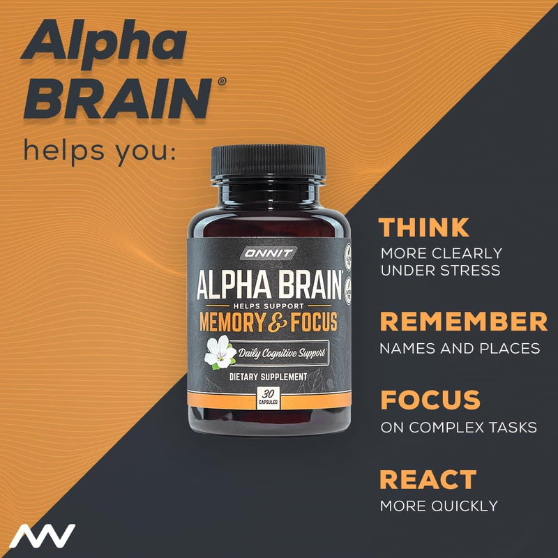 ONNIT Alpha Brain – Nootropic Brain Supplement for Focus and Mental Clarity