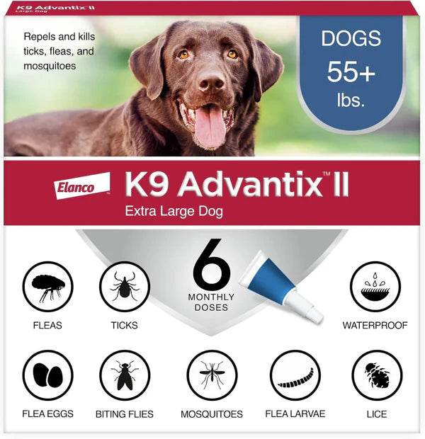 K9 Advantix II XL Flea, Tick & Mosquito Treatment for Dogs Over 55 lbs | Vet Recommended | 6-Month Supply