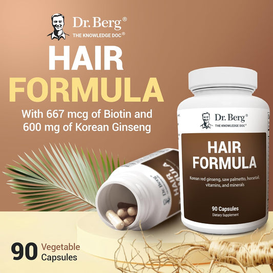 Dr. Berg – Hair, Skin & Nails Support with Biotin & DHT Blocker (90 Veg Capsules) – 2 Pack (Total 180 Veg Capsules)