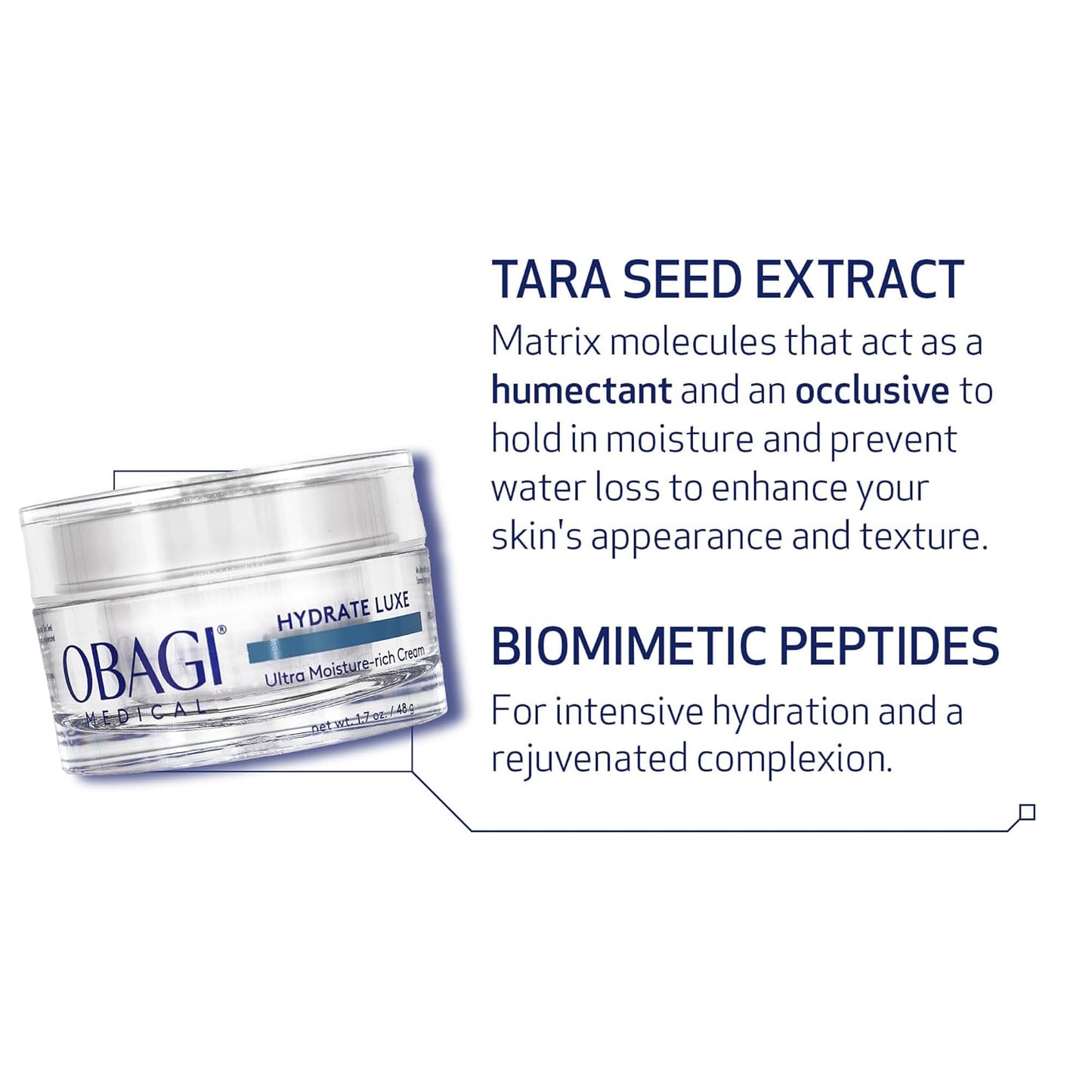 Obagi Hydrate Luxe Ultra-Rich Night Moisturizer – Non-Comedogenic, Peptide & Tara Seed Extract