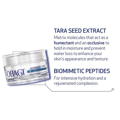 Obagi Hydrate Luxe Ultra-Rich Night Moisturizer – Non-Comedogenic, Peptide & Tara Seed Extract