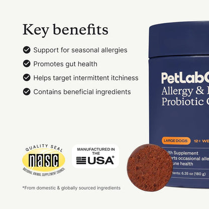 PetLab Co. Allergy & Immune Probiotic Chews for Dogs | Itch, Allergy & Gut Support – 30 Chews