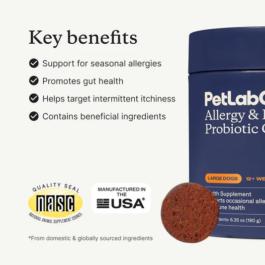PetLab Co. Allergy & Immune Probiotic Chews for Dogs | Itch, Allergy & Gut Support – 30 Chews