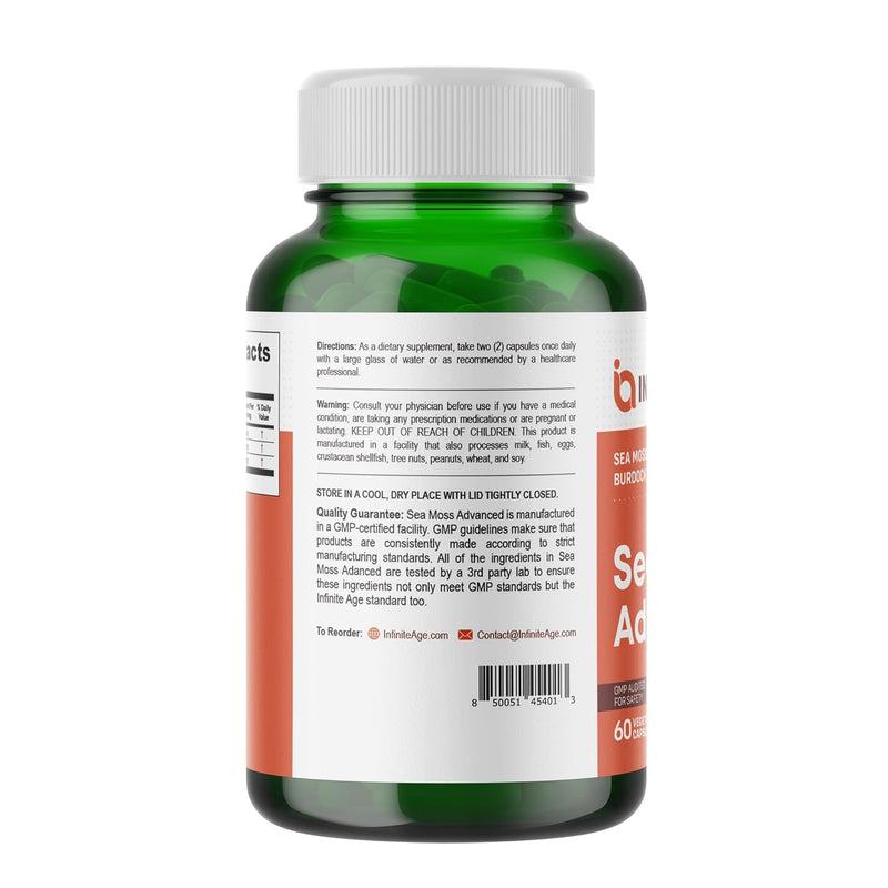 INFINITE AGE Sea Moss Advanced Superfood - High-Potency Vegan Capsules for Immunity and Overall Health