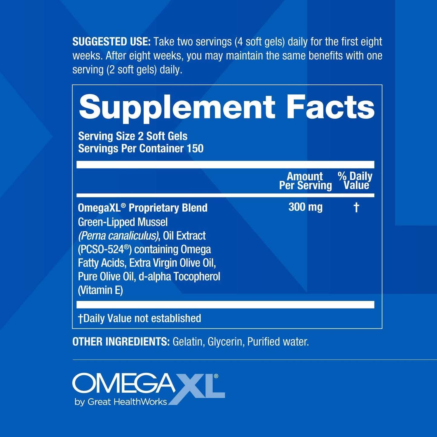 OmegaXL Joint & Muscle Support Supplement Drug-Free 300 Softgels