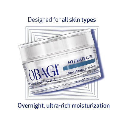 Obagi Hydrate Luxe Ultra-Rich Night Moisturizer – Non-Comedogenic, Peptide & Tara Seed Extract