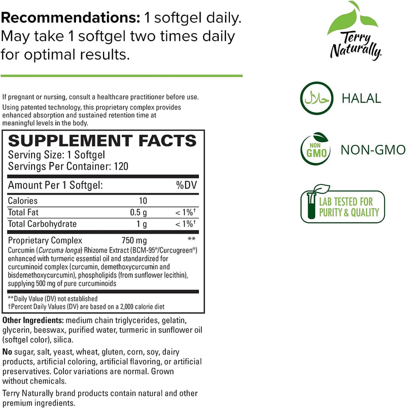 Terry Naturally CuraMed 750 mg Curcumin Complex – Superior Absorption for Joint, Brain, and Immune Support - GREEN MART LAND