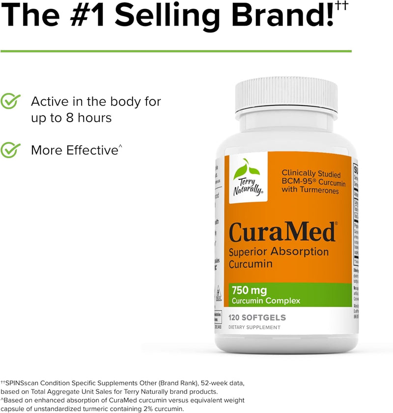 Terry Naturally CuraMed 750 mg Curcumin Complex – Superior Absorption for Joint, Brain, and Immune Support - GREEN MART LAND