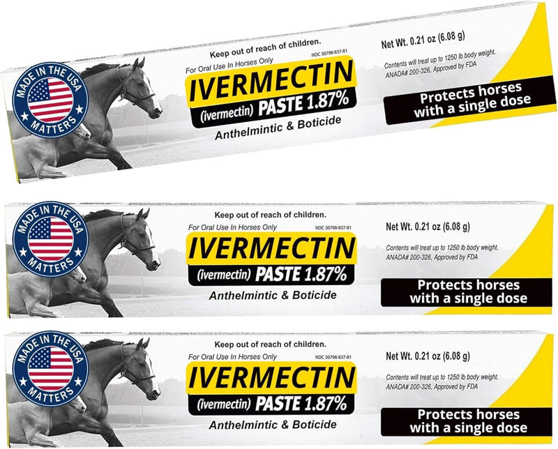 Ivermectin Horse Paste 6.08 Grams – 3-Pack DM (Package May Vary)