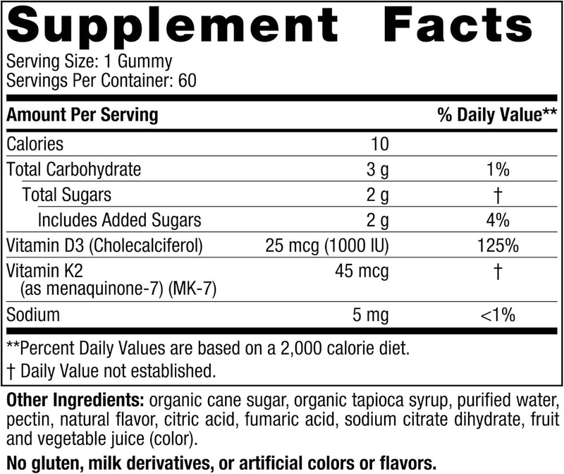 Nordic Naturals Vitamin D3 + K2 Gummies