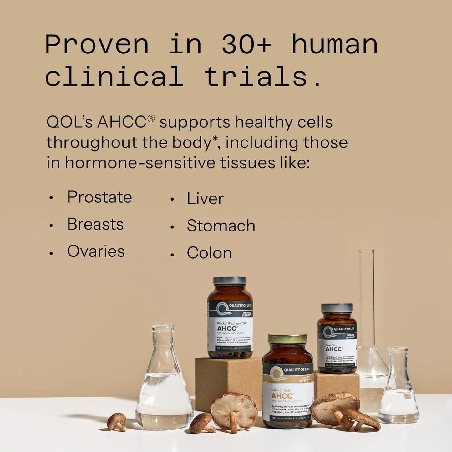 Quality of Life Kinoko Platinum AHCC Herbal Supplement – 750mg, Veggie Capsules for Daily Wellness & Immune System Support (60 Count)