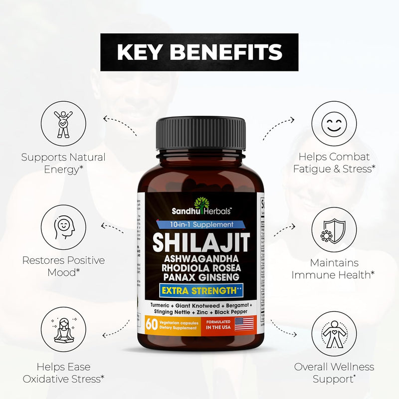 Pure Himalayan Shilajit Capsules – Natural Energy & Vitality Booster for Men & Women 60 Count - GREEN MART LAND