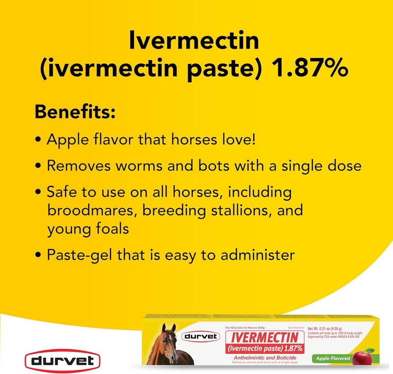Durvet Ivermectin Paste Dewormer - 6.08g dose