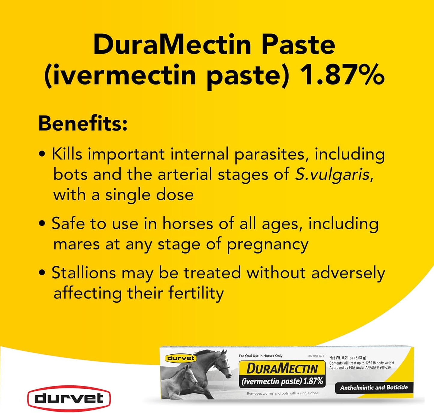 Durvet Duramectin 6.08g Equine Dewormer Paste – 6 Tubes for Horses