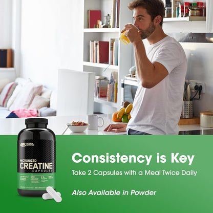 Optimum Nutrition Micronized Creatine Monohydrate – 2500mg Keto-Friendly Capsules, 300 Count