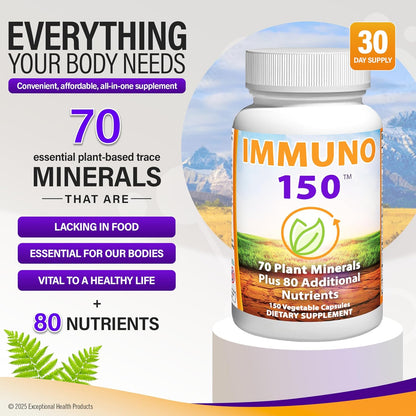 Immuno 150 Complete Immune Support with Plant Minerals, Vitamins & Nutrients – 150 Veg Capsules