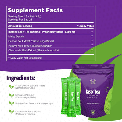 IASO® Instant Detox Tea – Gentle Cleansing & Daily Balance Formula | Refreshing Herbal Blend | 25 Sachets