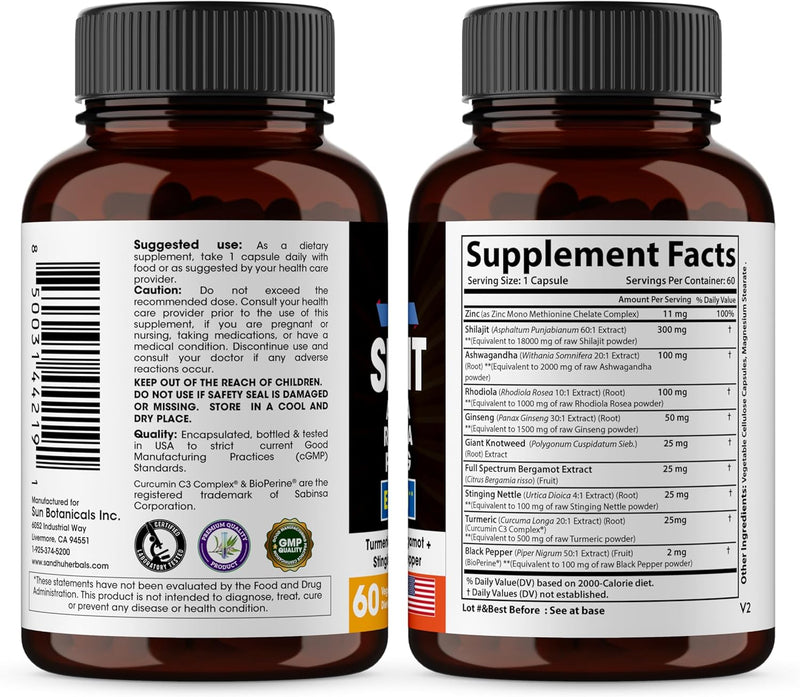 Pure Himalayan Shilajit Capsules – Natural Energy & Vitality Booster for Men & Women 60 Count - GREEN MART LAND
