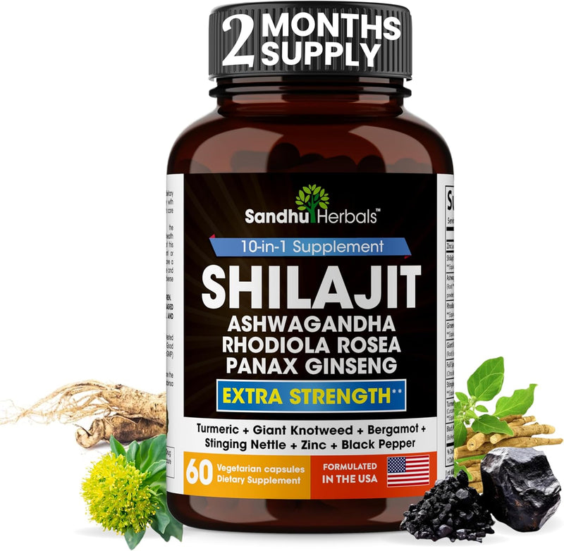 Pure Himalayan Shilajit Capsules – Natural Energy & Vitality Booster for Men & Women 60 Count - GREEN MART LAND