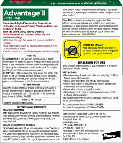 Advantage II Flea Treatment for Large Dogs (21–55 lbs) – 4-Month Supply