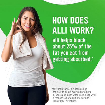 Alli Orlistat 60 mg Capsules – Non-Prescription Weight Management Aid, 120 Count Refill Pack