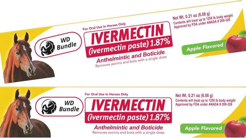 Ivermectin Horse Dewormer Paste – Apple Flavor 6.08g (2-Pack) + Bonus Sticker (Package May Vary)