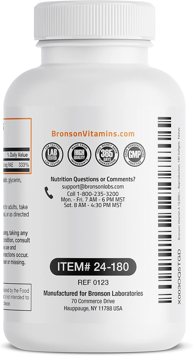 Bronson Vitamin A 10,000 IU - Premium Non-GMO Formula for Healthy Vision & Immune Support - GREEN MART LAND