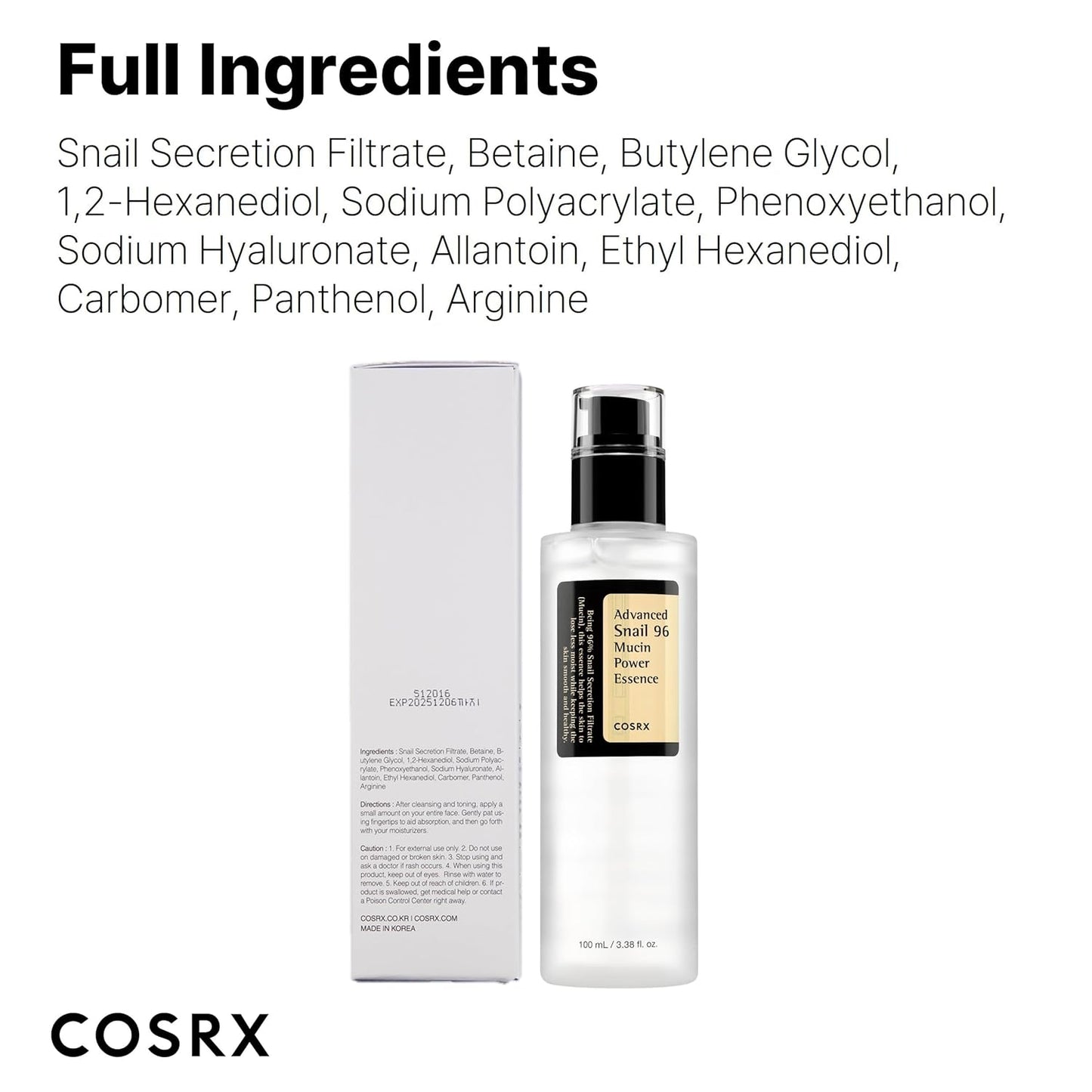 COSRX Snail Mucin 96% Power Repairing Essence - Hydrating Serum for Dull Skin & Fine Lines - GREEN MART LAND