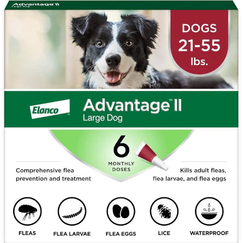 Advantage II Flea Treatment for Large Dogs (21 to 55 lbs) | 6-Month Supply