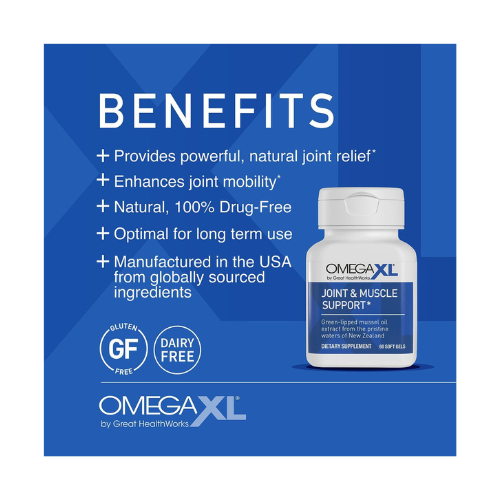 OmegaXL® Joint Support Supplement – Natural Muscle & Joint Relief with Green Lipped Mussel Oil | 60 Softgels, Drug-Free