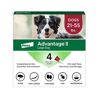 Advantage II Flea Treatment for Large Dogs (21–55 lbs) – 4-Month Supply