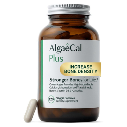 AlgaeCal® Organic Red Algae Calcium – Complete Bone Density Support with Vitamin K2 MK7, Vitamin D3, Magnesium & Essential Trace Minerals – 120 Vegetarian Capsules