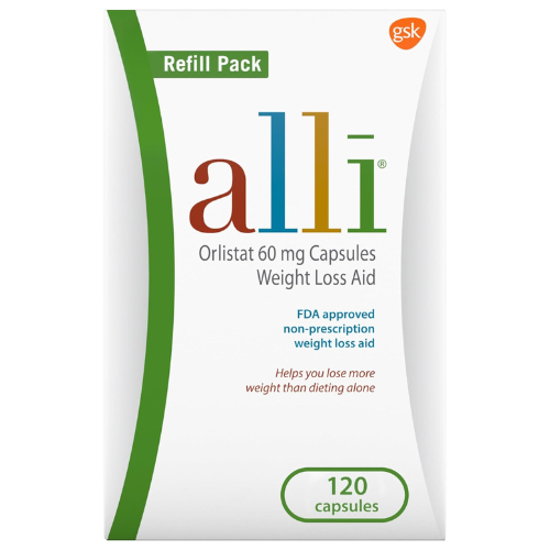 Alli Orlistat 60 mg Capsules – Non-Prescription Weight Management Aid, 120 Count Refill Pack