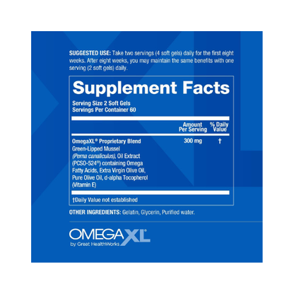 OmegaXL® Joint Support Supplement – Natural Muscle & Joint Relief with Green Lipped Mussel Oil | 120 Softgels, Drug-Free