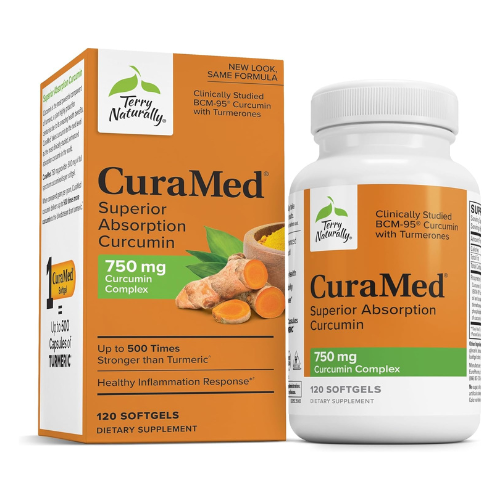 Terry Naturally CuraMed 750 mg – High-Potency Curcumin Complex for Brain, Heart & Immune Support | 120 Softgels