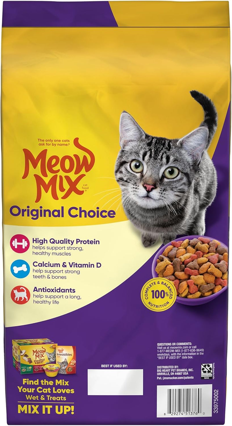 Meow Mix Original Choice Dry Cat Food – Chicken, Turkey, Salmon & Ocean Fish, 6.3 lb Bag