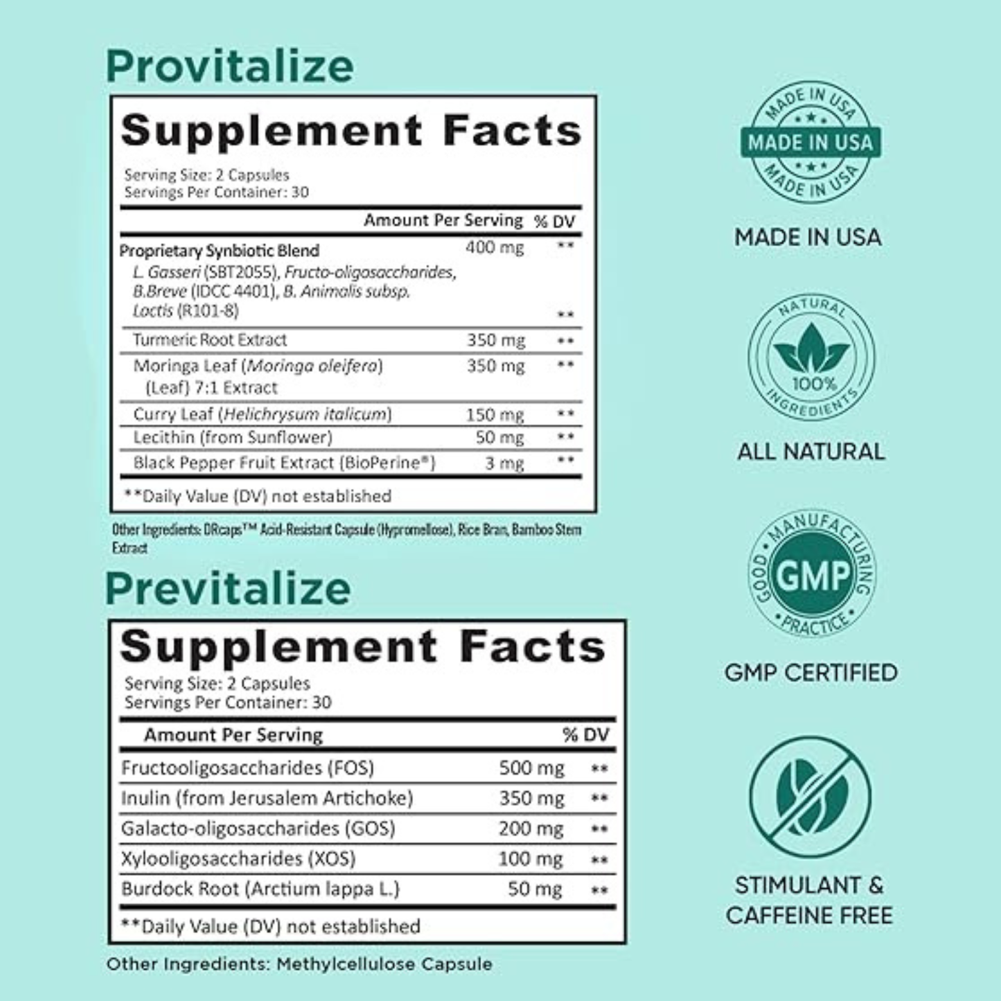 BB Company Provitalize & Previtalize Bundle Dietary Supplement | 2-Pack, 60 Count