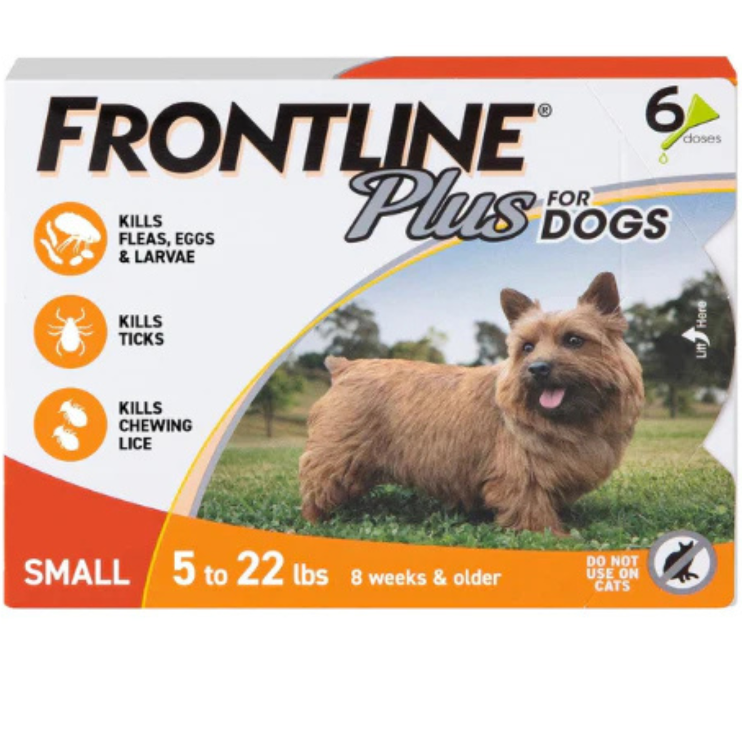 FRONTLINE Plus Flea & Tick Treatment for Small Dogs (5–22 lbs) – 6 Doses