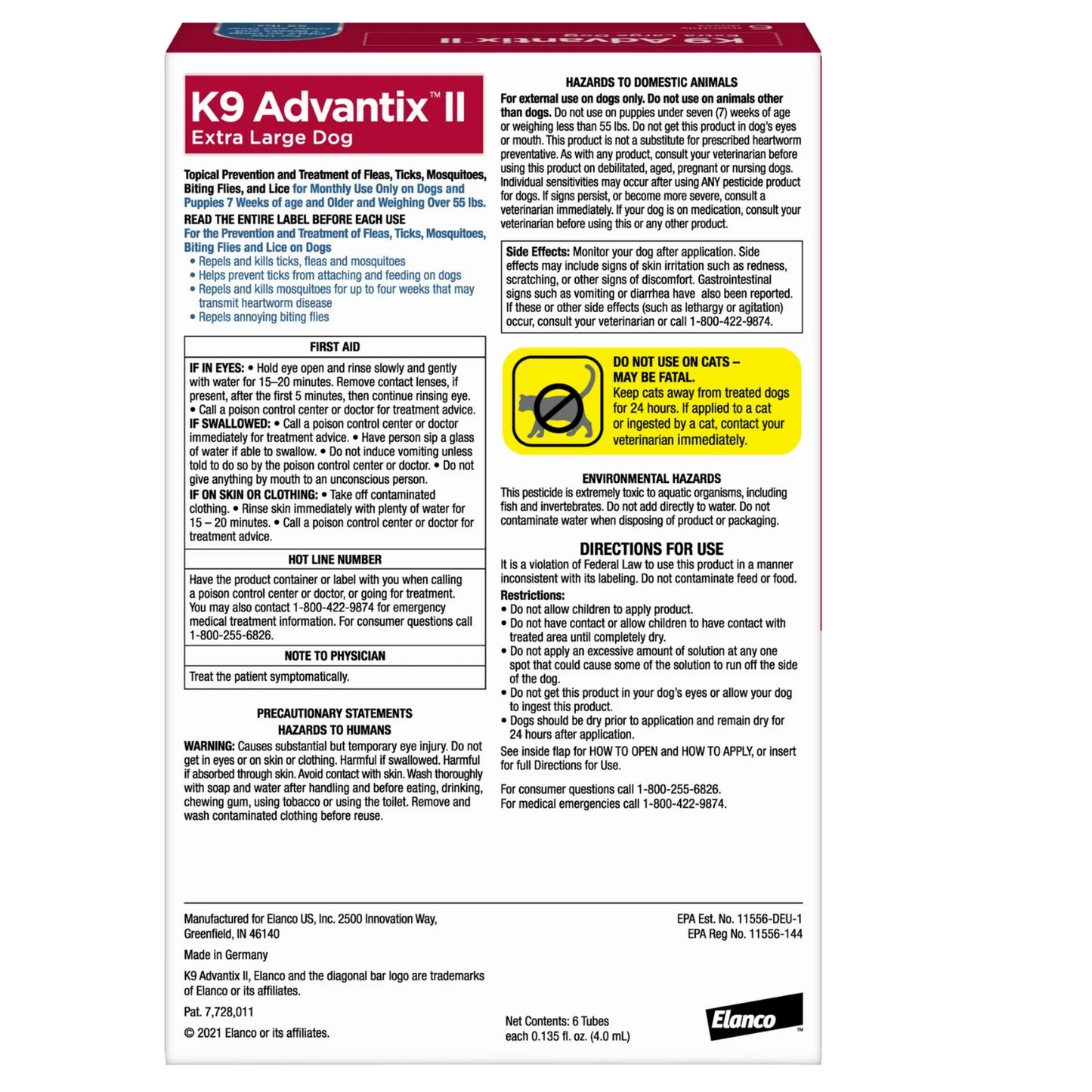 K9 Advantix II XL Flea, Tick & Mosquito Treatment for Dogs Over 55 lbs | Vet Recommended | 6-Month Supply