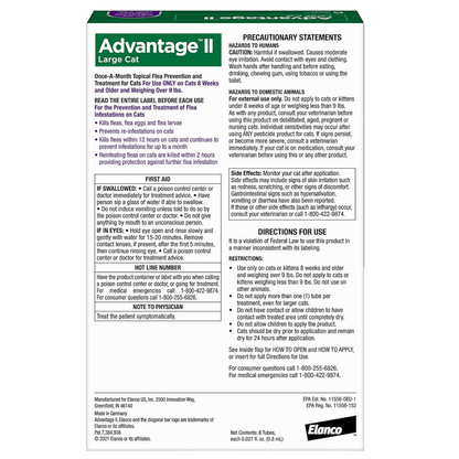 Advantage II Large Cat Flea Treatment & Prevention – Vet Recommended | For Cats Over 9 lbs | 6-Month Supply