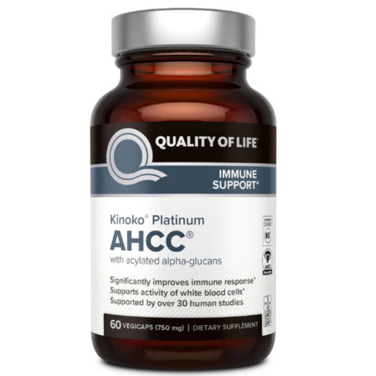 Quality of Life Kinoko Platinum AHCC With Acylated Alpha-Glucans 60 Capsules