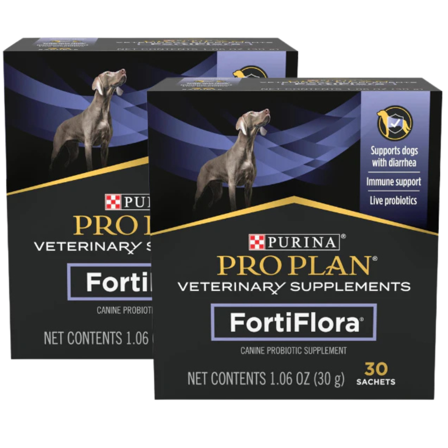 Purina Pro Plan FortiFlora Dog Probiotic Supplement for Digestive & Immune Health – Pack of 2 (30 Sachets Each)
