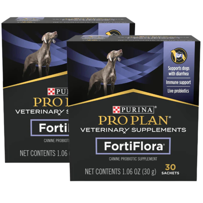 Purina Pro Plan FortiFlora Dog Probiotic Supplement for Digestive & Immune Health – Pack of 2 (30 Sachets Each)